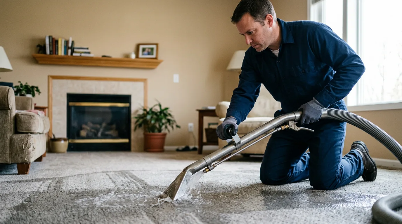 Water damage restoration technician working near Crawfordsville, IN